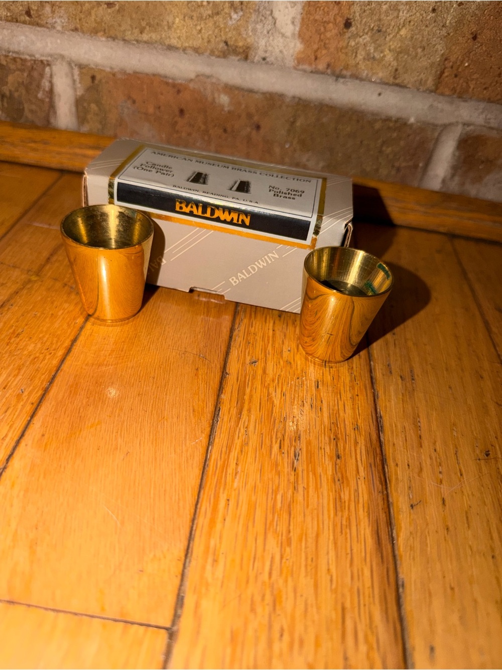 baldwin Gold Tone Metal Shot Cups with Original Box